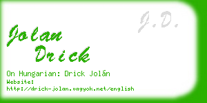 jolan drick business card